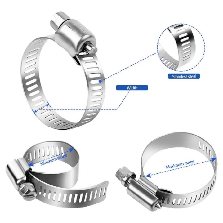 Rustproof Hose Clamps Assortment Multipurpose Application Rustless Steel Pipes Fastener Set for Industrial Plumbing