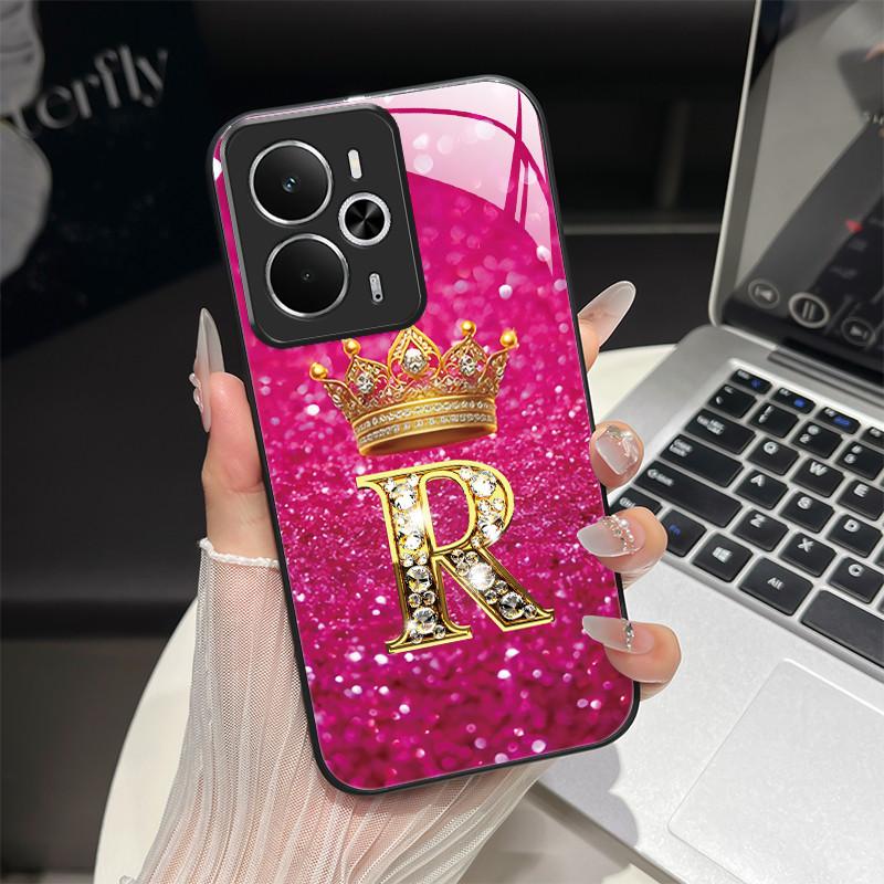

For Oppo Realme 14 14T 5G Case RMX5075 RMX5078 Fashion Letters Shockproof Tempered Glass Cover For Realme14 Realme14T 5G Pouch realme 14 5G