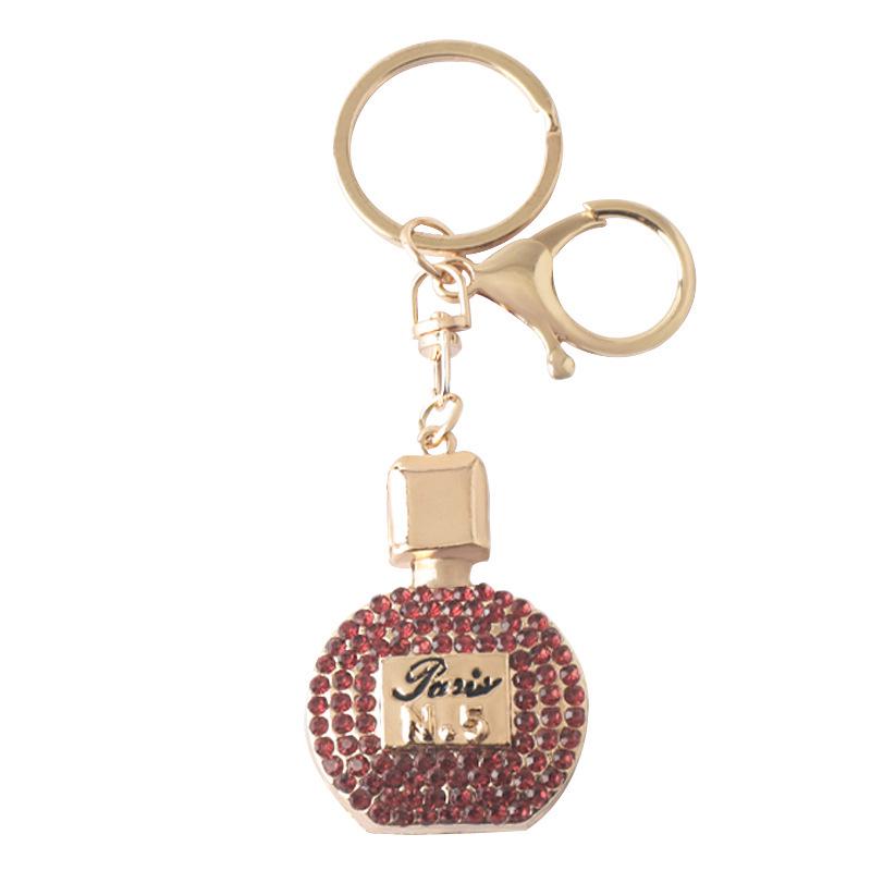 Exquisite Rhinestone-Inlaid Perfume Bottle Pendant Necklace & Car Keychain