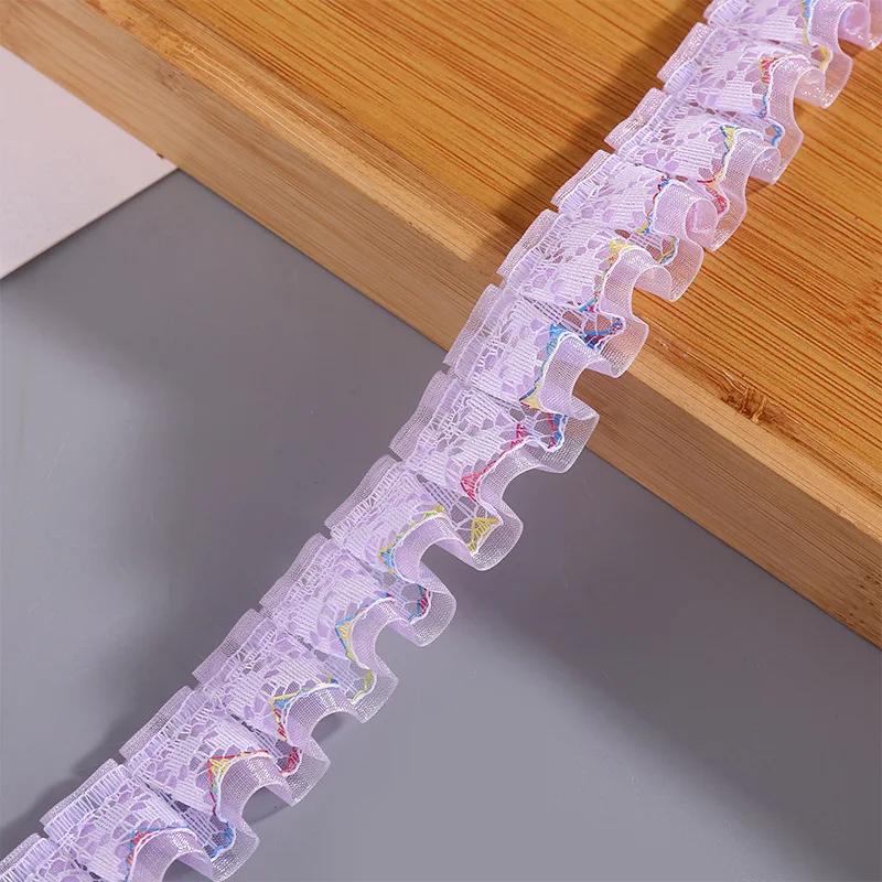 

25MM Double Deck Snow Yarn Lace Falbala Ruffled Skirt Edge Ribbon Fold Lotus leaf Hair Bows DIY Crafts Accessorie 40meter/roll 40meter