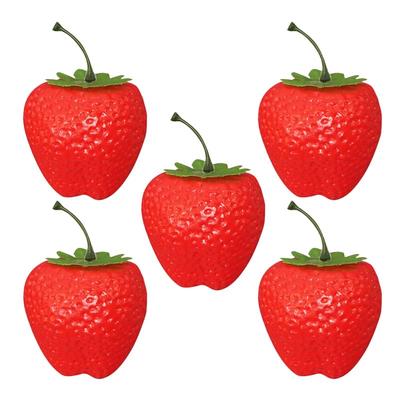 NUOLUX Artificial Set of Realistic Fake Fruit Food Plastic Photography Kitchen Store Pretend Strawberry Drawing Red Strawberries, 5, Samples, 9.5cm