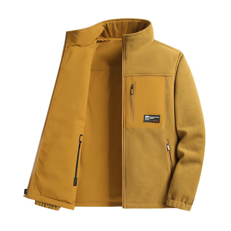 Men's Reversible Fleece Jacket: Autumn/Winter Stand-Collar Top, Plus Size, Cross-Border Design