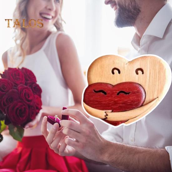 Drewniana ozdoba w kształcie serca, ręcznie robiona, przytulanie, miłość, serce, romantyczna ozdoba w kształcie serca, pamiątka dla pary na rocznicę ślubu, Walentynki