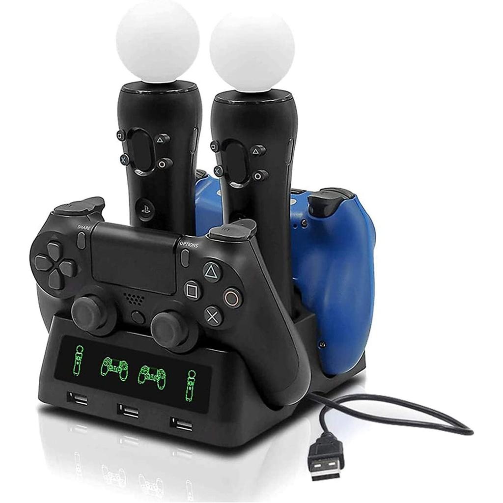 Stacja ładująca kontrolera PS4, stacja dokująca do szybkiego ładowania kontrolera ruchu PS4 VR Move z diodą LED, kompatybilna z PS4/PS4 Pro/PS4 Slim