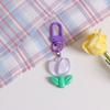Colorful Resin Flower Keychain Charming Resin Flower Keychain with Tulips Designs for Bag Hanging Decoration