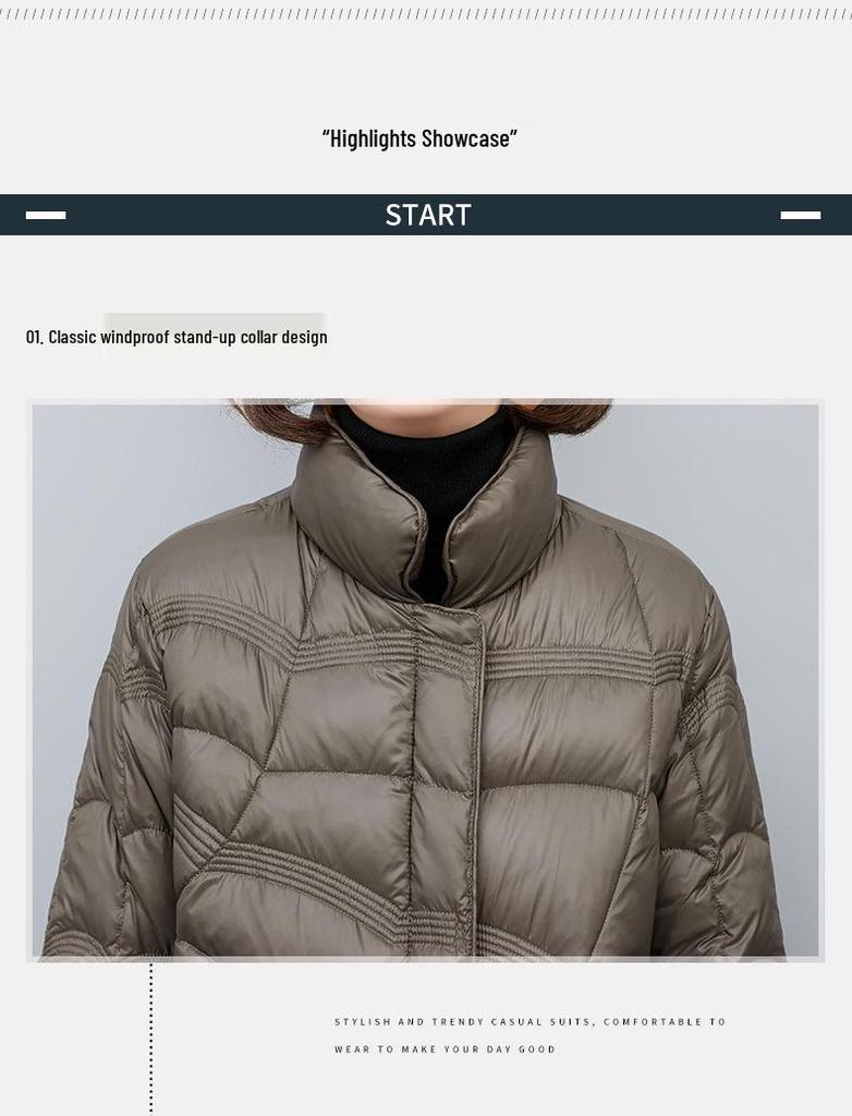 2024 Women's Winter Lightweight Short Down Jacket – Petite, Casual, Stand-Up Collar, White Duck Down