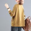 Women's Spring and Autumn Large Size Cotton Sweatshirt Solid Color Round Neck Loose Pullover Top