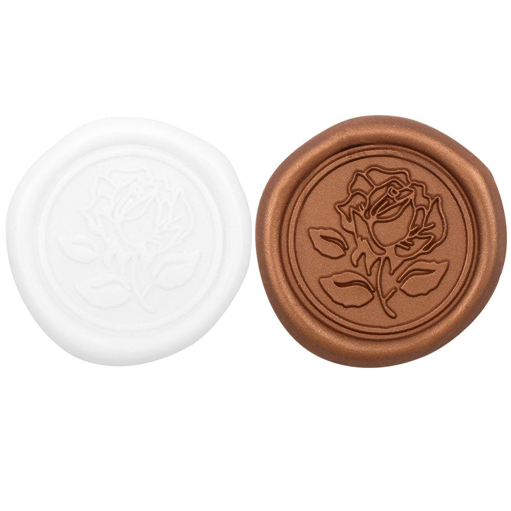 25st Vita och Guld Ros Vaxsigill Klistermärken Självhäftande Bröllopsinbjudan Kuvertförseglingsklistermärken För Dekoration av Bröllopsinbjudan