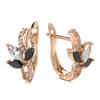 New  Rose Gold Flower Earrings For Women Bling Black Natural Zircon Clip Earrings Fine Elegant Wedding Jewelry