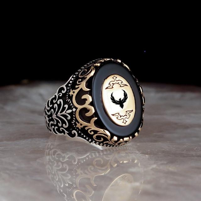 Celtic Design Men's Silver Ring with Bronze Parts 925 Sterling Jewelry Accessories for Men Gift for Best Friend