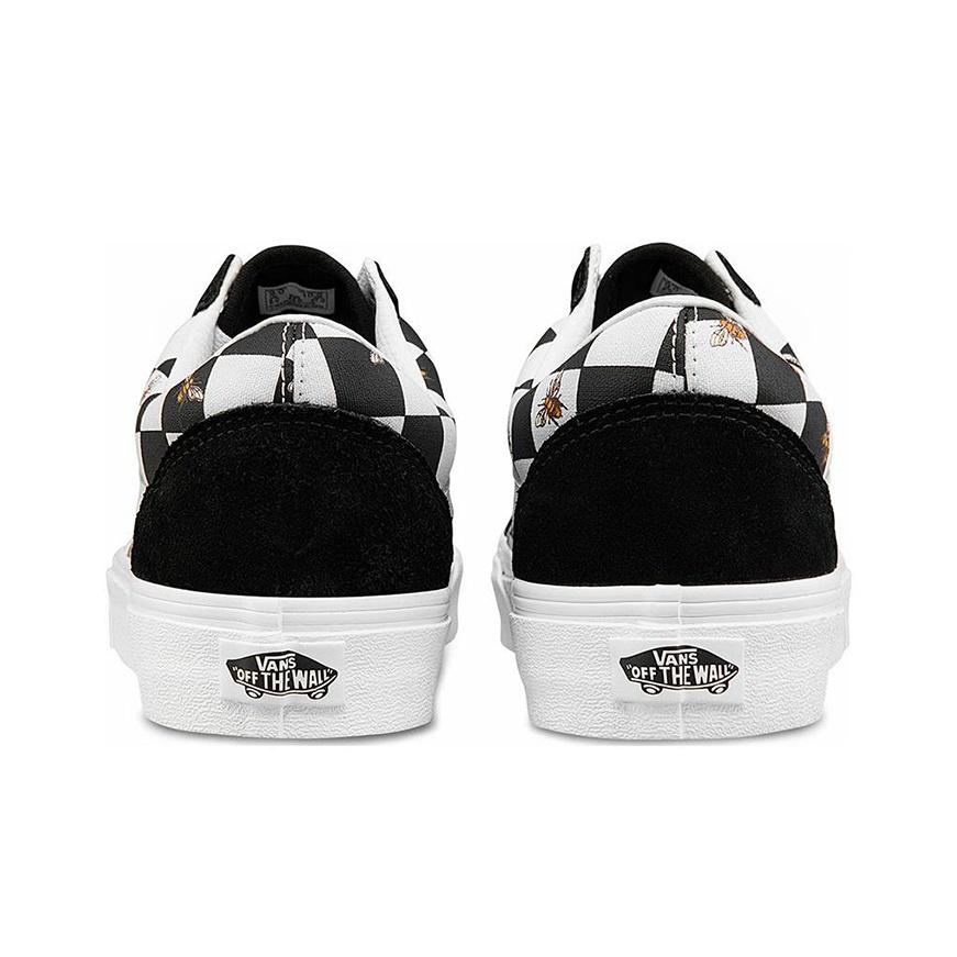 Vans Old Skool Series Bee Print Checkerboard Low Top Skate Shoes Unisex Sneakers Black White VN0A3WKT9EH
