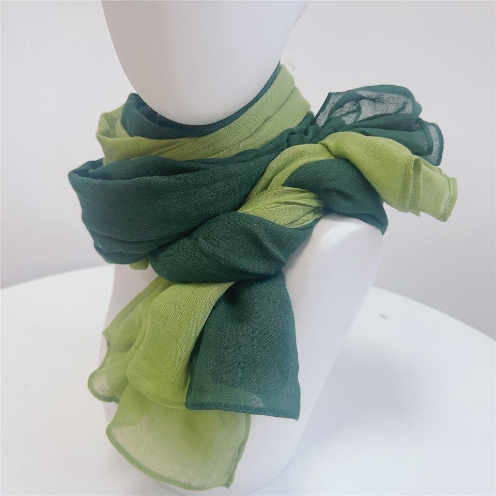 Two-Color Spliced Cotton And Linen Scarf, Very Soft To The Touch, With A Sense Of Drooping, Support