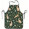1pc Rabbit Floral Meadow Print Apron, Durable and Easy To Clean, Adjustable Waistband, Polyester Material, for Kitchen Cooking, Gardening, Orchard Pic