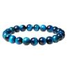 Blue Tiger's Eye Stone Men's Bracelet - Single Strand Cat's Eye Natural Hawk's Eye Stone.