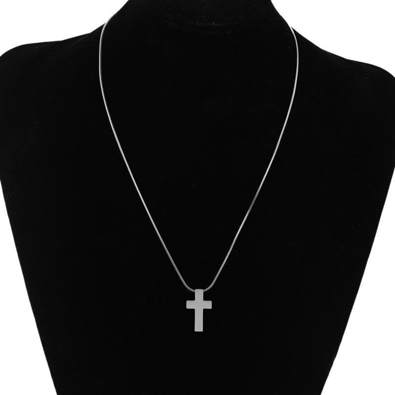 Simple fashion style mirror necklace cross collarbone chain stainless steel personalized pendant item
