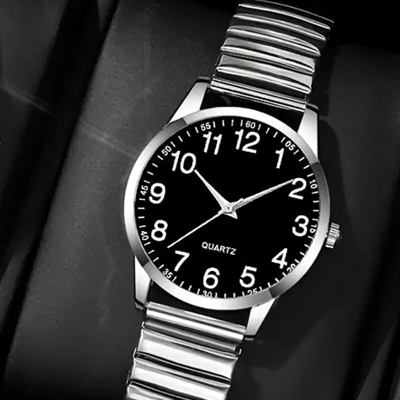 

1/2 шт. Кварцовий годинник для пари Модний Креативний Арабські цифри Круглий циферблат Еластичний ремінець Елегантний Парний Наручний годинник Подарунок для Закоханих