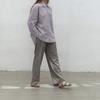 Women Spring Autumn Oversize 100% Cotton Long Sleeve Button Down Shirt, Loose Fit Mid-Length Casual Top
