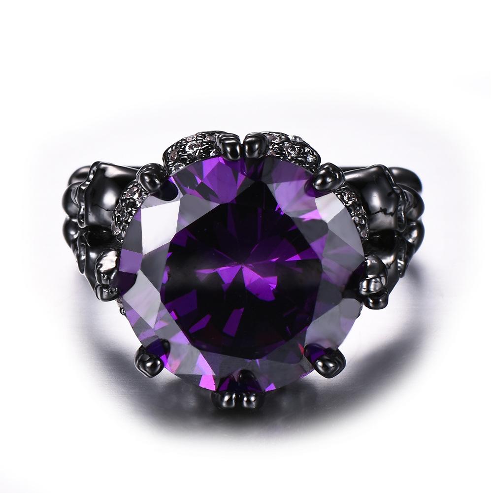 Anello Rotondo Grande Diamante Nero Piccolo Diamante Nero Anello Uomo e Donna Anello Personalizzato per il Temperamento