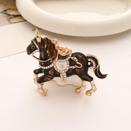 Keychain Pendant Sparkling Rhinestones Horse Design Decorative Key Ring Doors Backpacks Handbags Key Finder