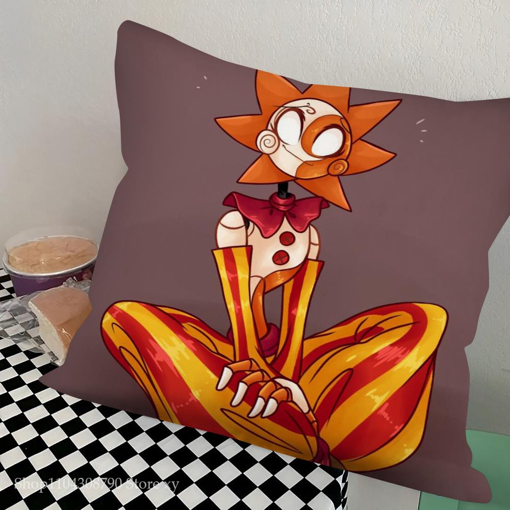 Sundrop And Moondrop Fnaf Pillow Case Square Pillow Bedroom Sofa Leisure Comfort Cushion Car Living Room Home Decoration