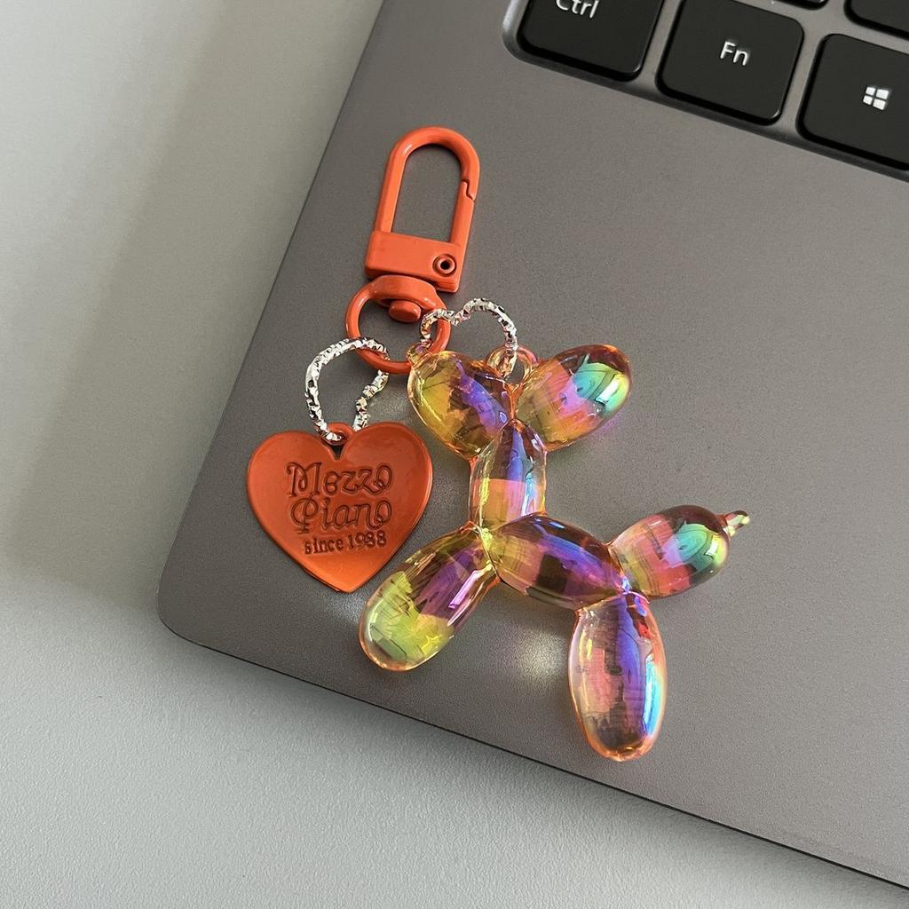 New Candy Color Sweet Resin Balloon Dog Keychain for Women Girls Animal Shaped Phone Chain Key Buckle Accessories Bag Pendant