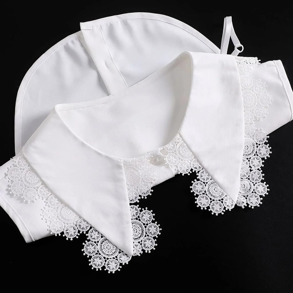 Korean Stand Lapel False Collar Women Embroidery Faux Col Half Shirt Blouse Fake Collars Sweater Shirt Detachable Collars