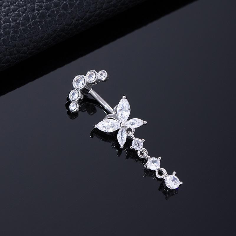 Color Zircon Spiral Piercing Navel Nail Color Butterfly Wind Navel Clip Rabbit Navel Buckle