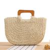 Mori Style Wooden Handle Hand-Woven Beach Bag – Large Capacity