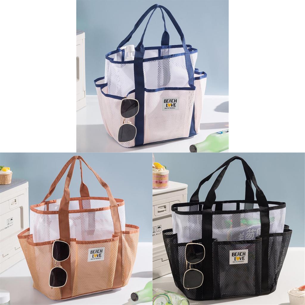 Travel Beach Bag With Multiple Pockets Large Capacity Waterproof Mesh For Vacation And Swimming