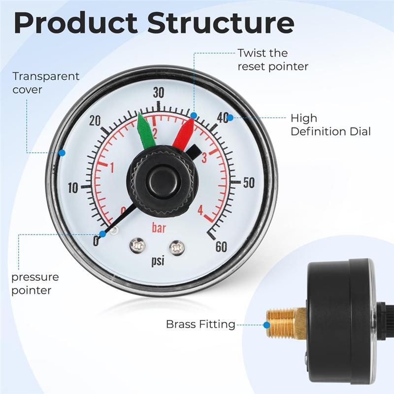 ECX2712B1 Pressure Gauge For Hayward Pool Filter De Cartridge And Sand Filters Xstream ECX2712B1 With Dial
