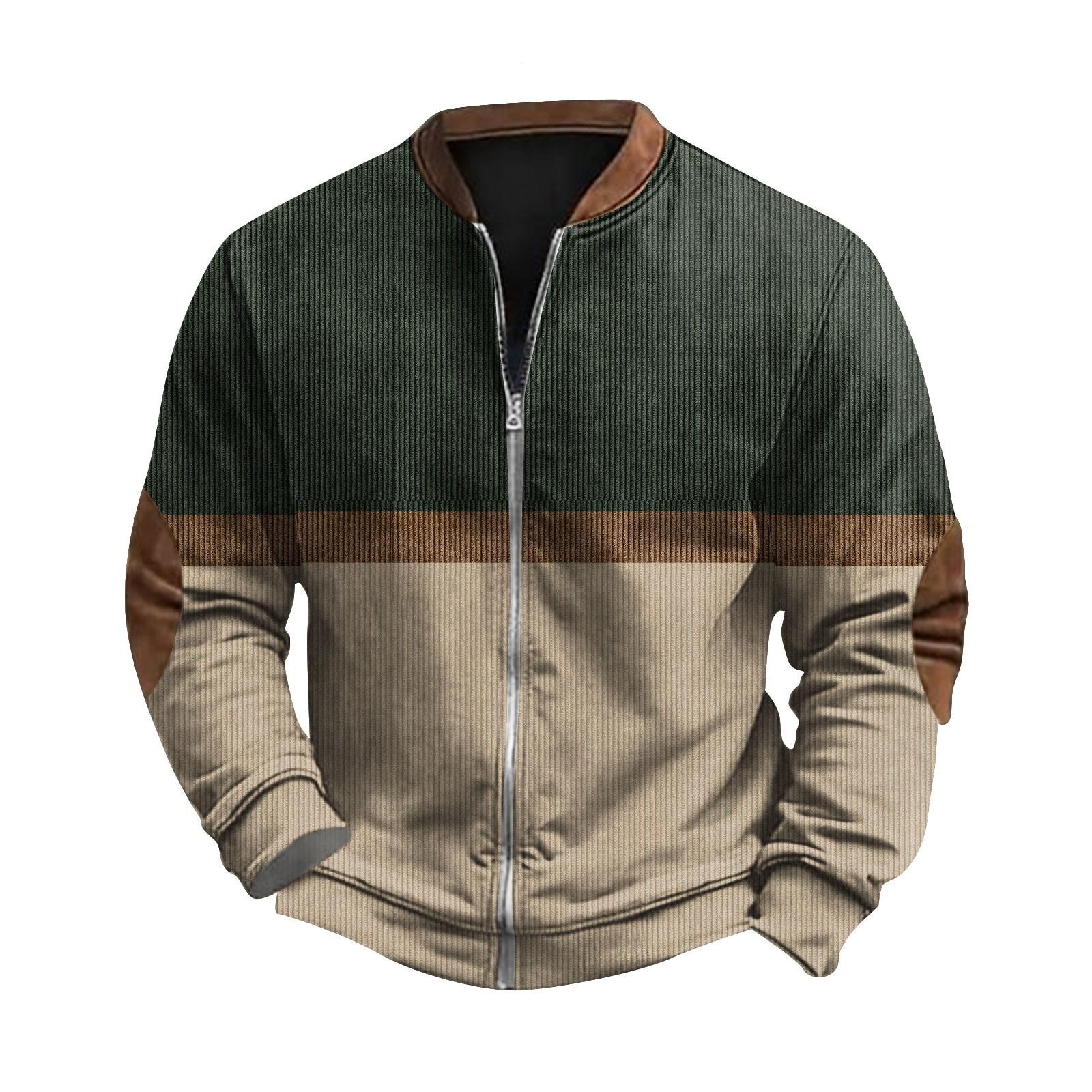 

Мужская повседневная спортивная одежда в стиле ретро с открытой молнией, толстовка, куртка S