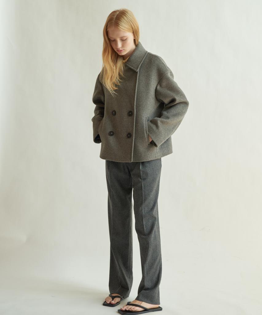 Illoil Wool Blend Tuck Pants - Gray