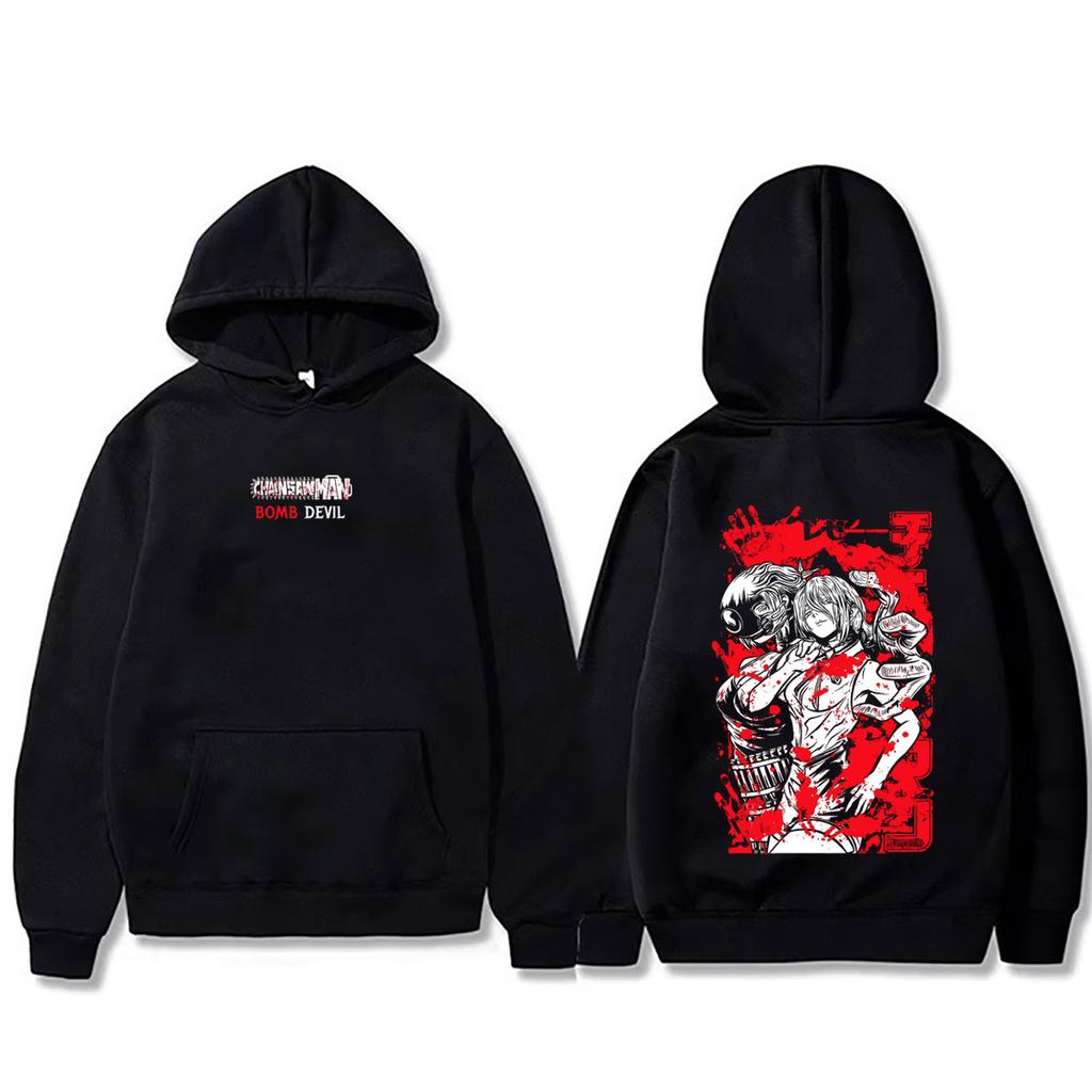 Anime Chainsaw Man Graphic Hoodie Retro Cartoon Reze Print Hooded Sweatshirt Men Women Pullover Hoodies