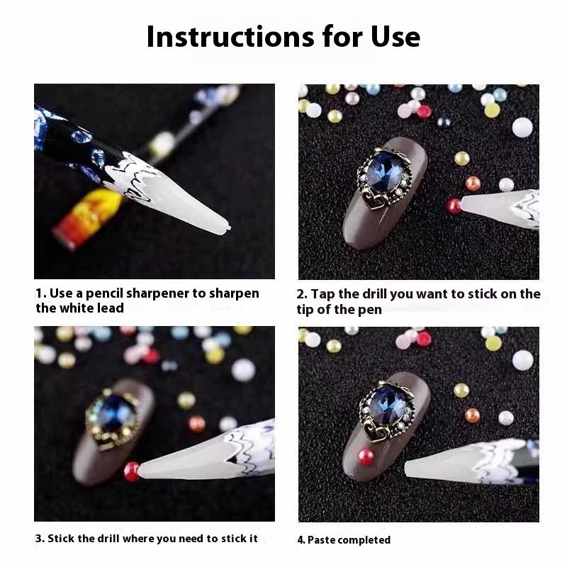 3 Stück 23cm Extra-Langer Nail Art Wachs Punktierstift Professionelles Punktierwerkzeug für Strasssteine Nageldesign & DIY Dekoration