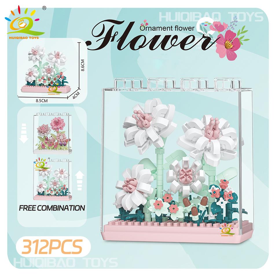Non-Toxic Moc Bouquet Sunflower Potted Plant Micro Building Blocks Eternal Flower Model Diy Home Desk Decoration Brick Toys Gift