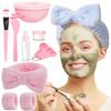 12Pcs Travel Cosmetic Kit with Leak Proof Bottles Set - Includes Face Wash Headband Wrist Strap Spray & Facial Mask Bowl