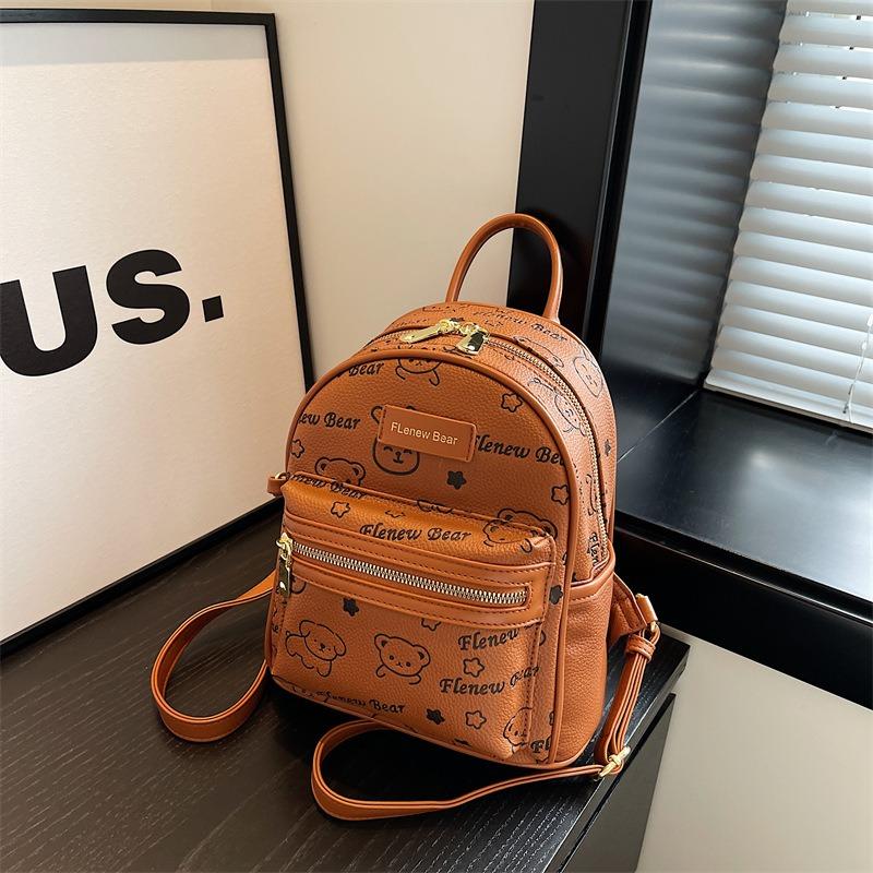 New backpack cute bear casual fashion travel small bag college student commuter travel bag