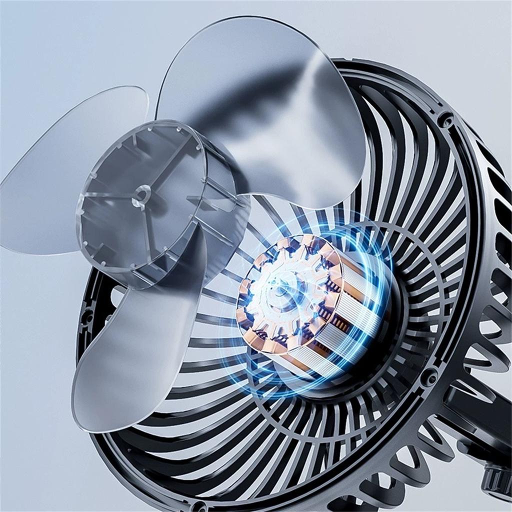 12V/24V USB Car Dashboard Fan - Adjustable Suction Cup Mount, 360° Rotating Clip- Fan for Vehicles