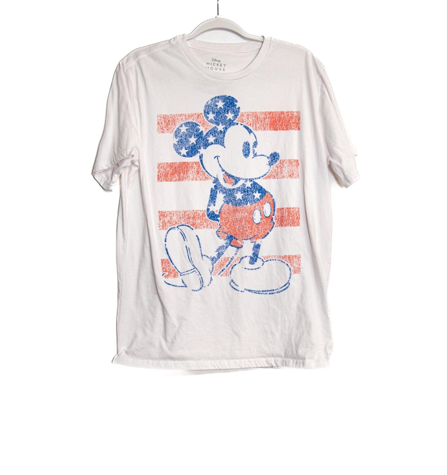 Disney Mickey Mouse T-Shirt With Vintage Stars Stripes Size L M