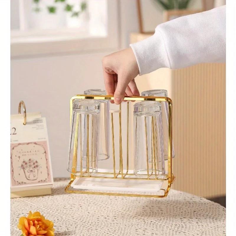 Water Draining Cup Holder Household Water Cup Rack Living Room Kitchen Organizer and Storage Glasses Drying Rack