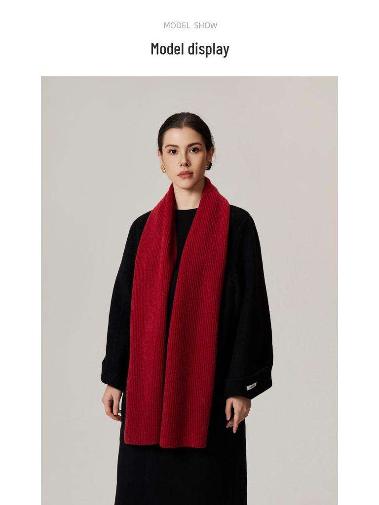 Women's High-End Korean-Style Wool-Cashmere Scarf: 7% Cashmere, 93% Knitted Wool, Perfect for Autumn and Winter.
