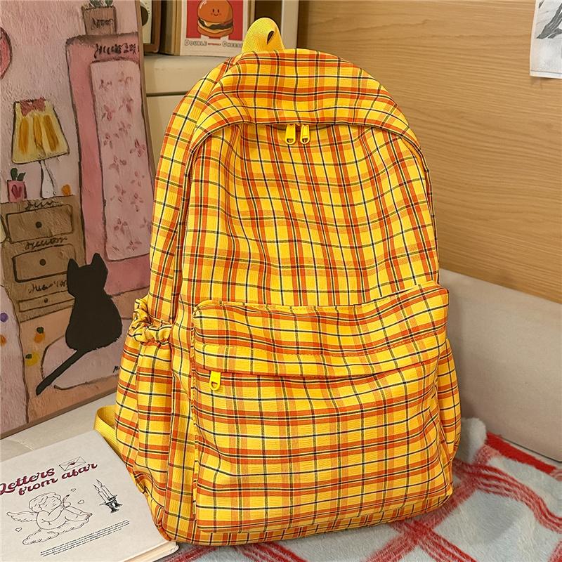 Клетчатый школьный рюкзак женский легкий