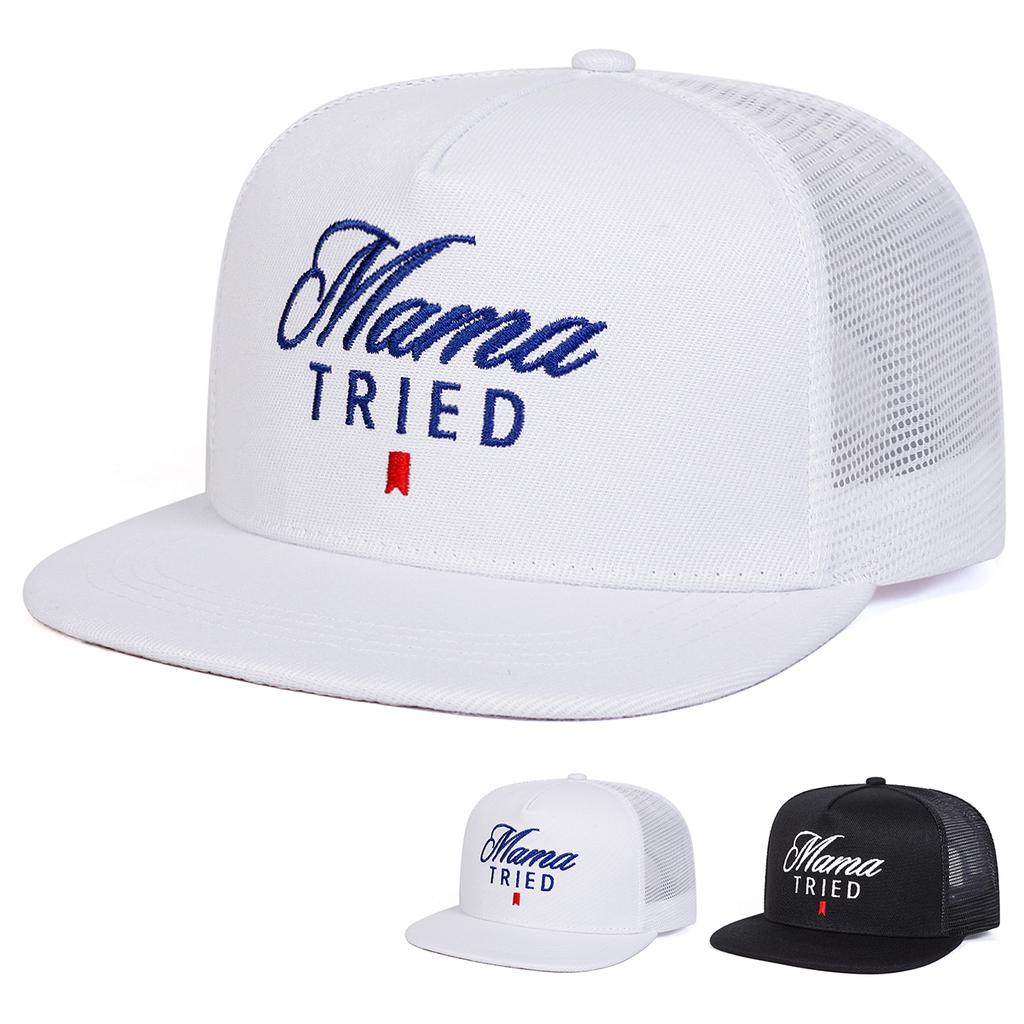 Unisex Mama TRIED Embroidery Hip-hop Net Hats Spring Summer Outdoor Adjustable Casual Baseball Caps Trucker Caps Sunscreen Hat
