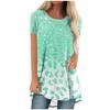 Womens Casual Short Sleeve T-Shirt With Starry Sky Digital Print Loose Fit Long Length Top 2025