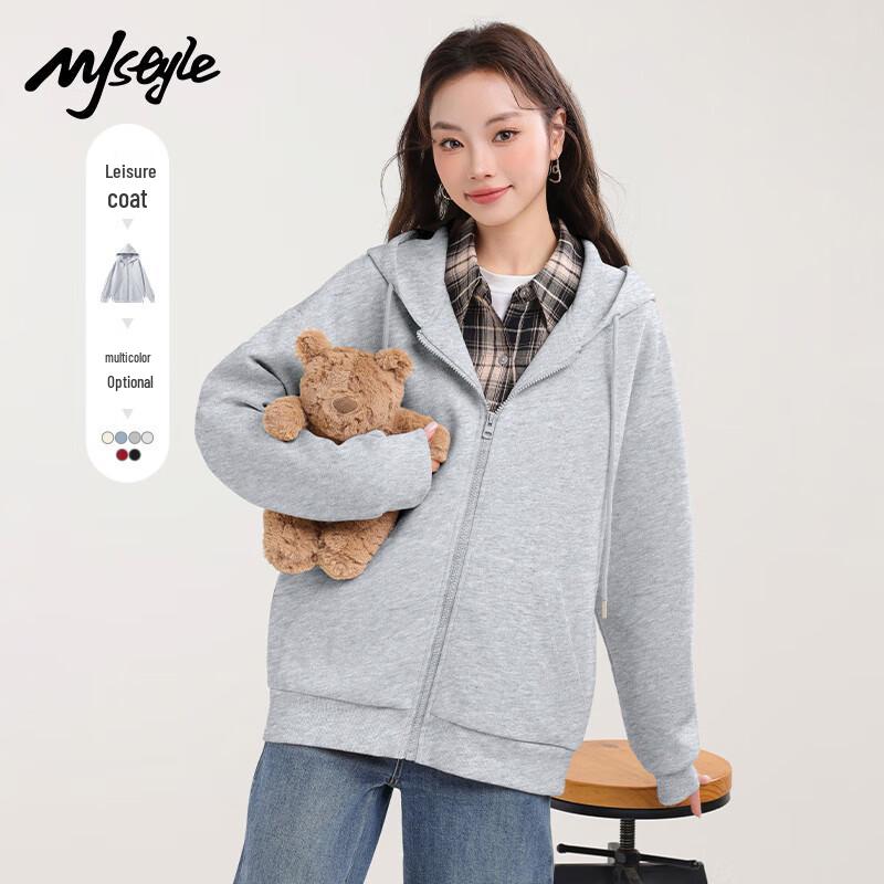 MJ STYLE Women's Loose Fit Hooded Cardigan Sweatshirt