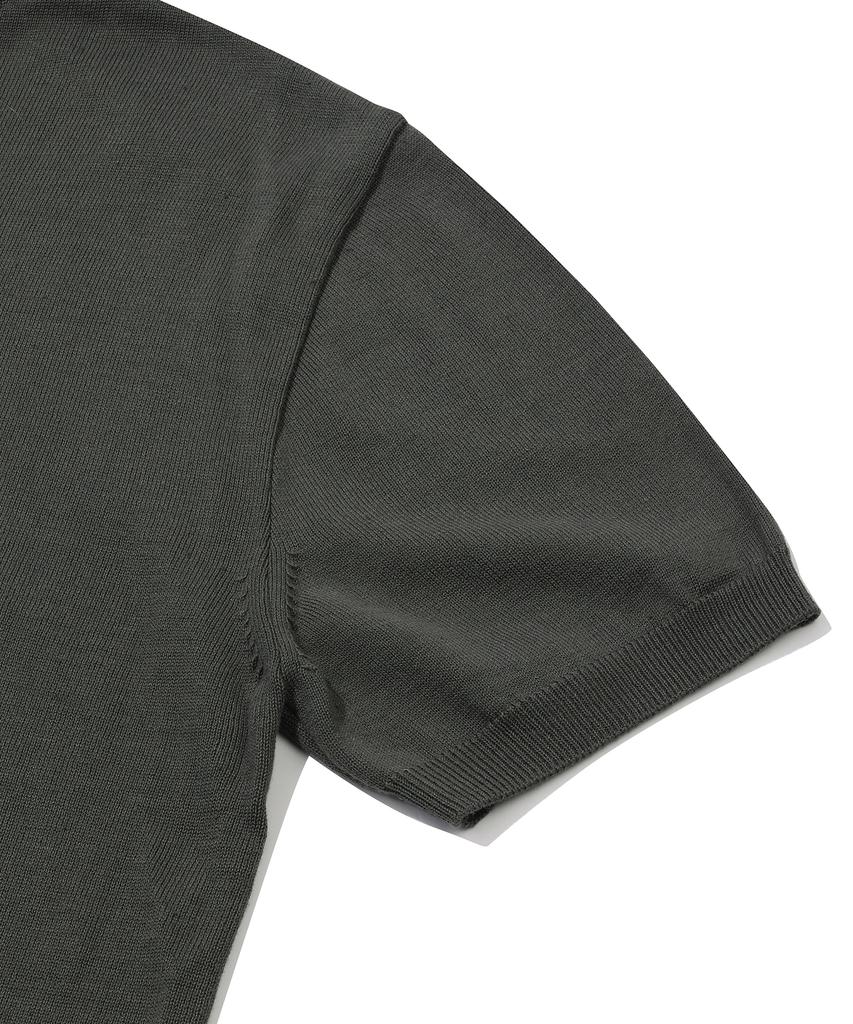 GNOK Layered Round Short Sleeve Knit [Charcoal]