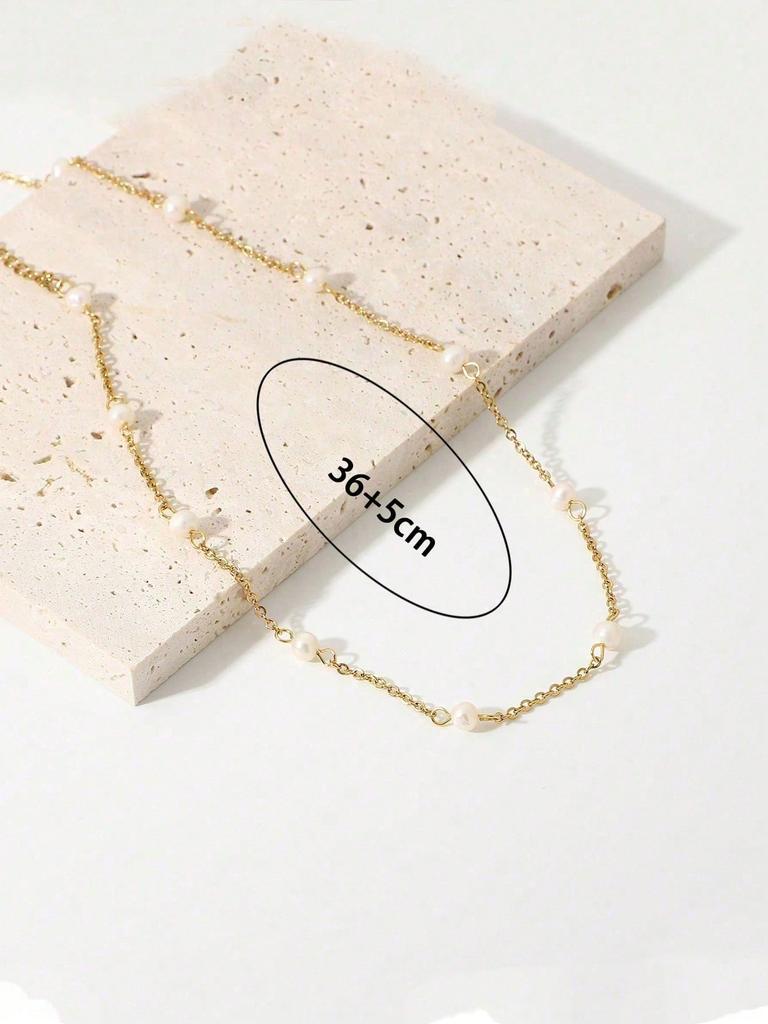1pc Pearl Necklace Fashionable Collarbone Chain