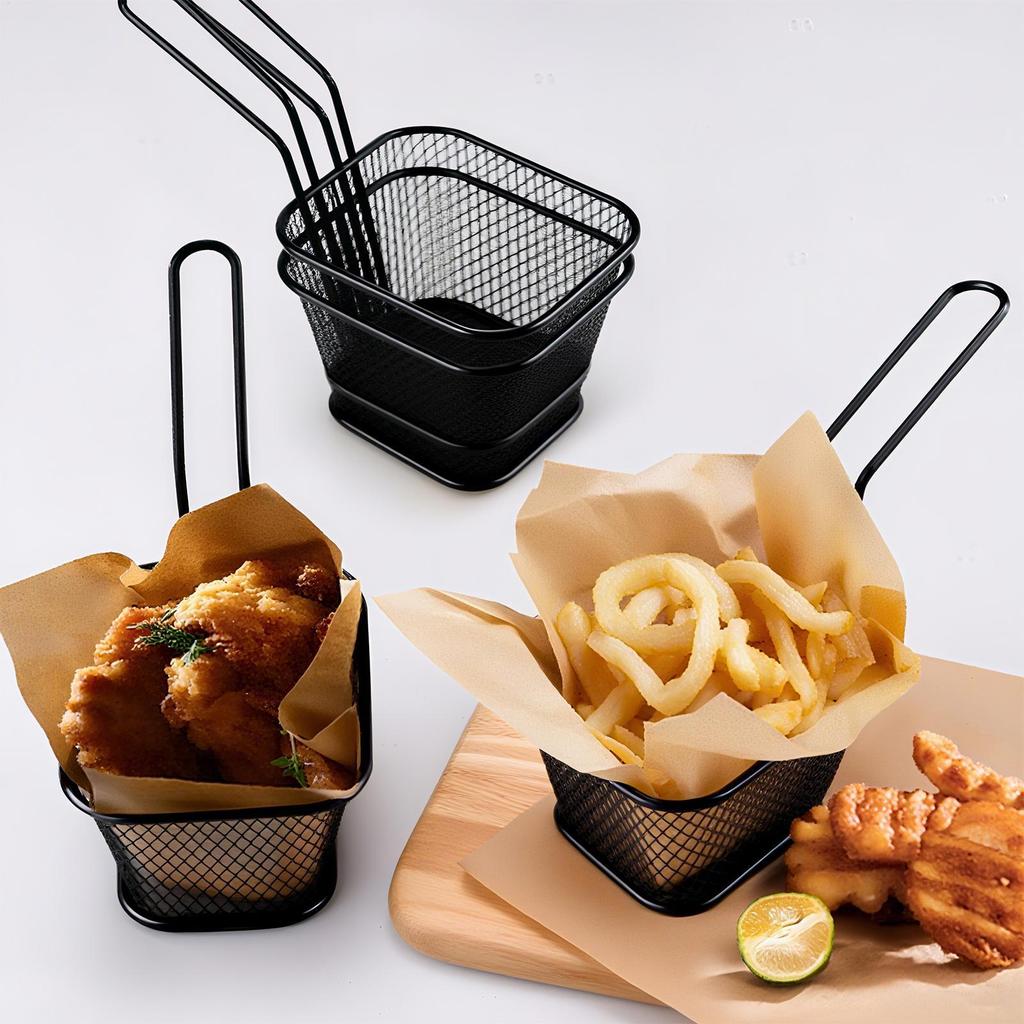 Fry Basket Professional Stainless Steel Pasta Strainer with Handle Kitchen Gadgets for Cooking BBQ Camping Picnic Food Display