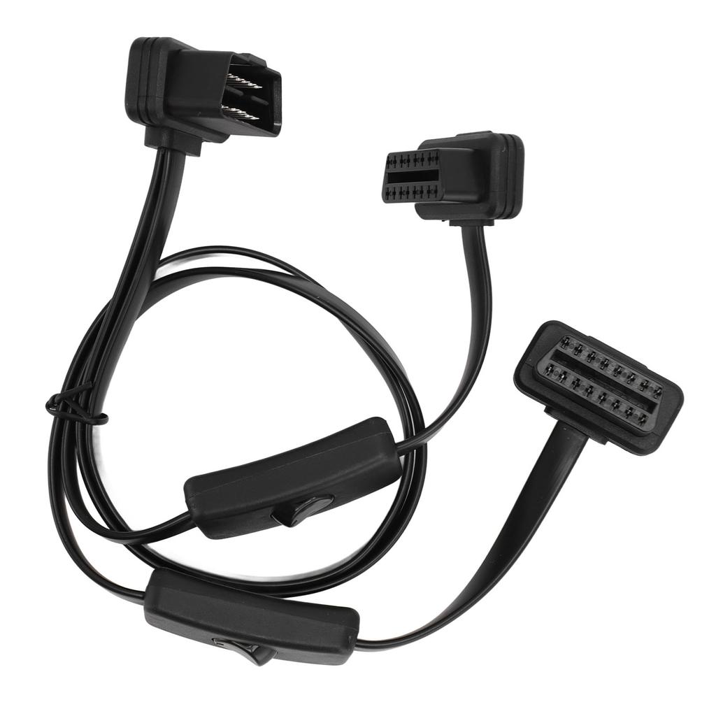OBD Splitter Cable 16 Pin Flat Noodle High Accuracy 1 In 2 Y Splitter Extend Cable for Elm327