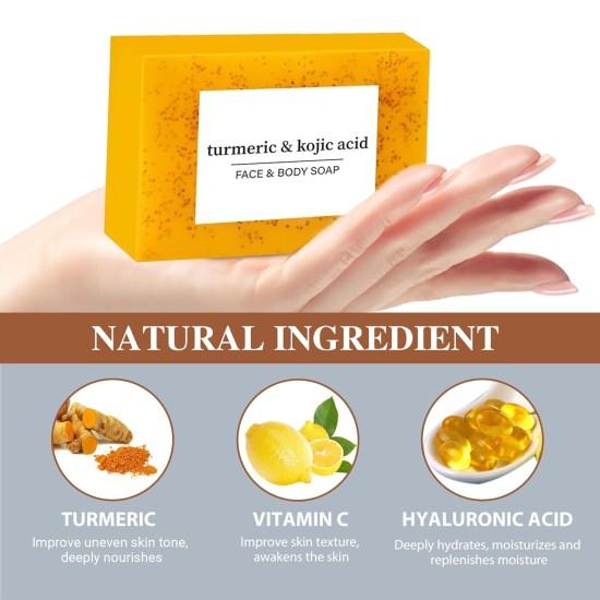 Turmeric & Kojic Acid Face & Body Soap, 3 Pack, Natural Ingredients with Lemon